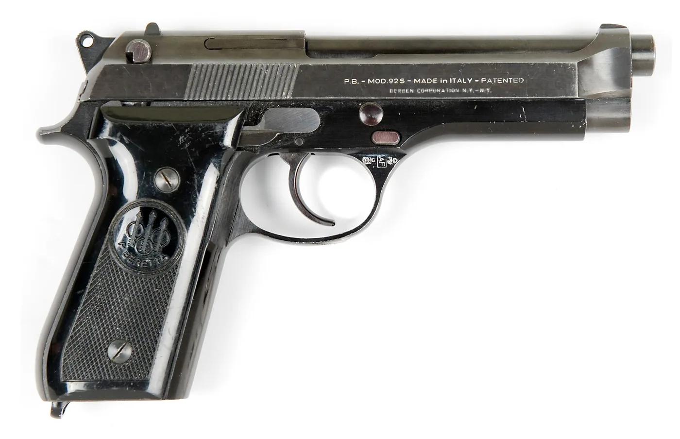 Beretta 92 semi-automatic pistol, side view